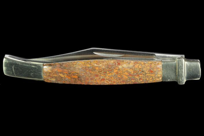 Pocketknife With Fossil Dinosaur Bone (Gembone) Inlays #127558